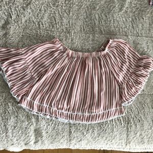 Red and White Stripe Off the Shoulder Top